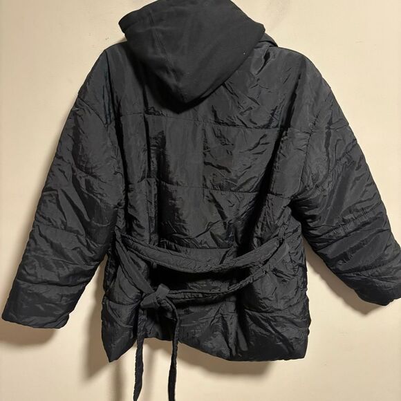 NWT Blank NYC Fair Shake Hooded Jacket Mixed Media Black- Size Medium - Picture 7 of 15